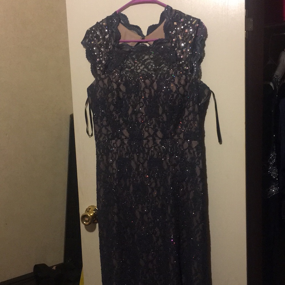 Navy blue sparkly prom dress